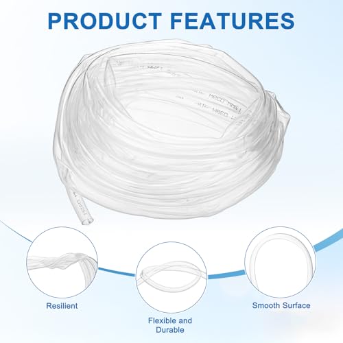 M METERXITY Vinyl Tubing 1/2" ID x 14mm OD 30ft Flexible Plastic Tube with 2 Hose Ties, Lightweight Hybrid PVC Hose for Water Gardening/Airline/Aquarium Tubing [Clear] - size: 1/2" ID x 30ft