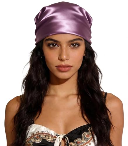 Sumolux Head Hair Scarf for Women 35" Like Satin Silk Scarf Hair Wrapping Night Bandana Large Square Scarves - color: A Solid Rose Purple