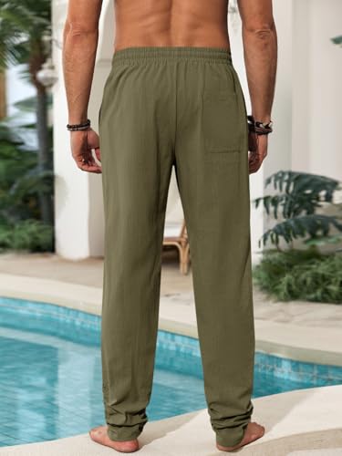 Runcati Mens Kaftan Thobe Pants Cotton Muslim Trousers Summer Kurta Pants - color: Army Green, size: XX-Large