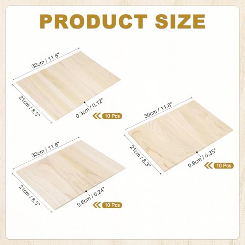 PATIKIL Wood Breaking Board 3mm 6mm 9mm Thick, 30 Pack Karate Martial Arts Boards Wooden Kick Board Training Accessory for Adult Taekwondo Punching Karate Practice Performing