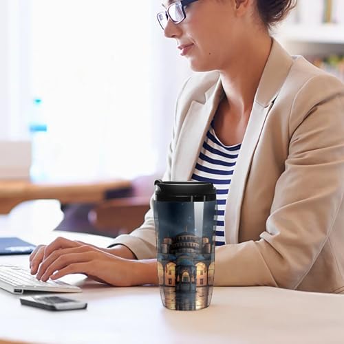 Blue Mosque Islamic Muslim Coffee Mug Double Wall Travel Tumbler Tea Cup for Hot/Ice Drinks 250ml