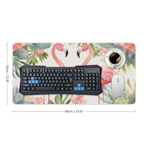Large Size Gaming Mouse Pad Flamingos and Flowers Desk Mat Non-Slip Base Waterproof Desktop Writing Pad for Office Home - color: Flamingos and Flowers, size: 30x60cm
