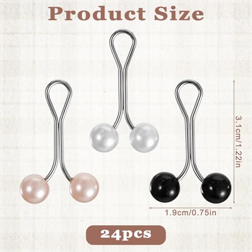 24 Pcs Muslim Pearl Scarf Clips and Hooks Wonderful Hijab Pins Clips Cute Hijab Scarf Pins Multicolor Headscarf Accessories Pearl Brooch Pin Safety Pin for Scarfs Headscarf