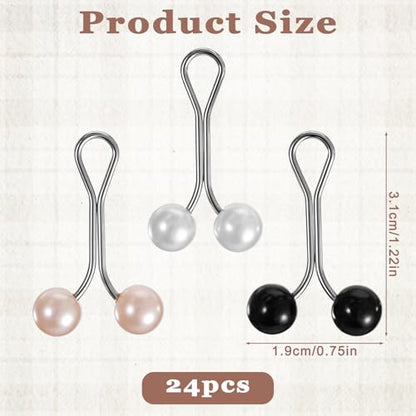 24 Pcs Muslim Pearl Scarf Clips and Hooks Wonderful Hijab Pins Clips Cute Hijab Scarf Pins Multicolor Headscarf Accessories Pearl Brooch Pin Safety Pin for Scarfs Headscarf