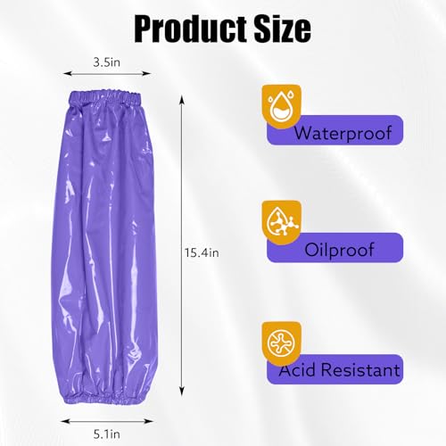 Yzurbu 2 Pairs Arm Sleeves Covers, Soft Waterproof Oil-proof Sleeves Protector for Arm with Elastic on Cuffs - color: Purple - 2pairs