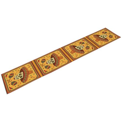 Cotton Linen Table Runner Mexican, Mexican Skull Cartoon Traditional Celebration Latino Rectangle Table Collection for Dinner Wedding Birthday Party 13x36 Inch - color: Mexican-1, size: 13x36 Inch