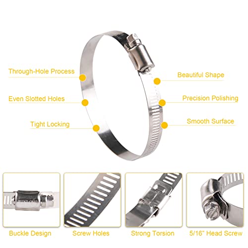 Winlong 3'' Stainless Steel Hose Clamps, 10PK SAE 48 Worm Gear Drive Hose Clamps Clamping Range 2 1/2 to 3 1/2 Inch (64-89mm) for Automotive Plumbing, 2 3/4'', 3 1/4'' clamps - size: SAE#48 (2-1/2" ~ 3-1/2") 10PK