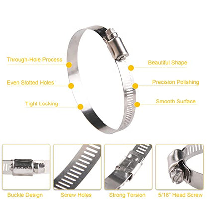 Winlong 3'' Stainless Steel Hose Clamps, 10PK SAE 48 Worm Gear Drive Hose Clamps Clamping Range 2 1/2 to 3 1/2 Inch (64-89mm) for Automotive Plumbing, 2 3/4'', 3 1/4'' clamps - size: SAE#48 (2-1/2" ~ 3-1/2") 10PK