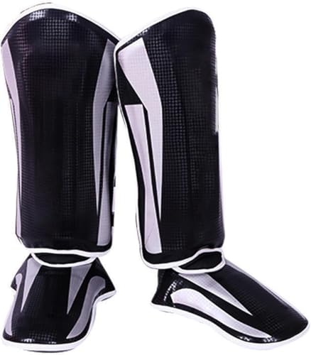 Endless Martial Arts Shin Guards | Material: ‎Faux Leather | Adjustable Thai Leg Guards with Instep Protection for Kickboxing/MMA Training and Sparring - size: Large