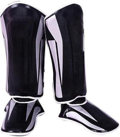 Endless Martial Arts Shin Guards | Material: ‎Faux Leather | Adjustable Thai Leg Guards with Instep Protection for Kickboxing/MMA Training and Sparring - size: Large