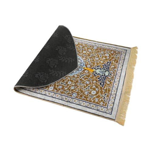 Muslim Prayer Mat Turkish Islamic Praying Rug Portable Prayer Carpet Eid Ramadan Janamaz Rug Adult Sajadah Islam Mat - color: Yellow