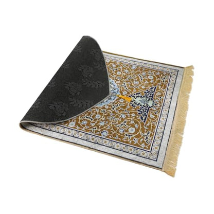 Muslim Prayer Mat Turkish Islamic Praying Rug Portable Prayer Carpet Eid Ramadan Janamaz Rug Adult Sajadah Islam Mat - color: Yellow