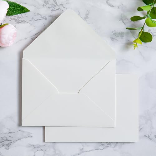 PONATIA 50 PCS A7 Envelopes, 5.25 x 7.25'' Matte Ivory Envelope - color: Matte Ivory