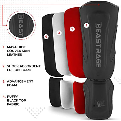 MMA Martial Arts Shin Guards for Kickboxing Adjustable Muay Thai, Padded Martial Arts Shin Pads Leg Guard with Instep Sleeves MMA Training BJJ Karate Boxing Taekwondo - color: BLACK, size: Medium