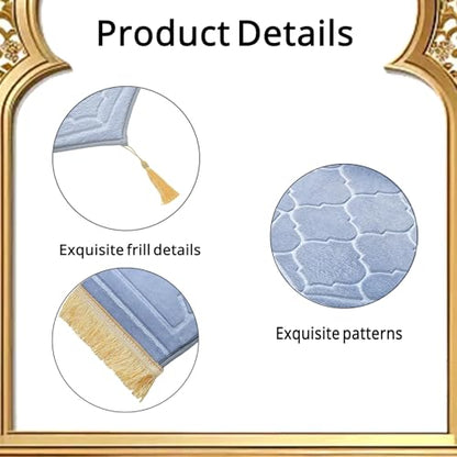 Padded Prayer Mat Rug 43"x26" - Thick Sponge Memory Foam Travel Prayer Mat for Men,Women,Soft Luxury Fabric for Eid Ramadan,Islamic Decor,Prayer Room,Umrah Essentials,Ideal Islamic Gift(Gray)