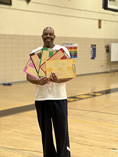 Basketball Coaching Board | Double-Sided Premium Dry Erase Clipboard with Full & Half Court (Yellow) - color: Yellow