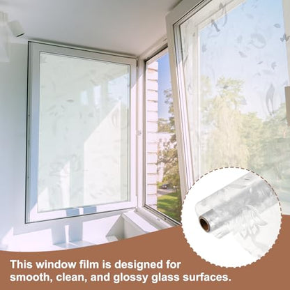 uxcell Window Privacy Film, 39.4 x 7.9 Inch Frosted Glass Window Film, Static Cling Non-Adhesive Reusable Door Coverings 3D Flower Pattern for Bathroom Home Living Room, Clear - size: 39.4 x 7.9 Inch