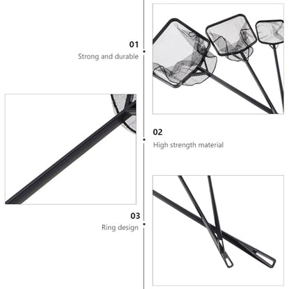 HEMOTON 3pcs Fish Landing Nets Set Fine Mesh Fish Tank Fishing Nets with Long Handle for Aquarium and Swimming Pool Cleaning