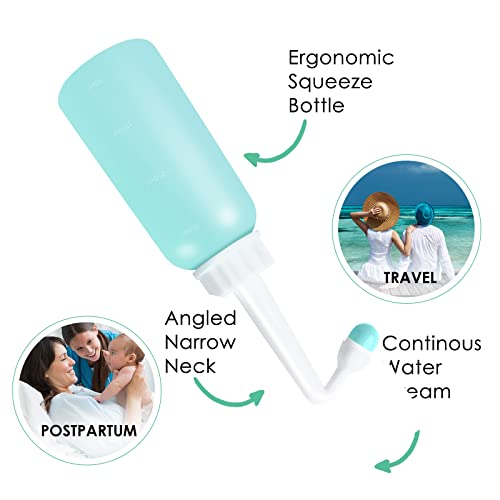 Peri Bottle Postpartum, RUFCRIL 350ml Perineal Wash Bottle, Upside Down Portable Bidet with Carry Bag, Boilable TPE & Dual Leak-Proof Rings, for Perineal Recovery, Hemorrhoid Relief, Hospital Bag - color: Green