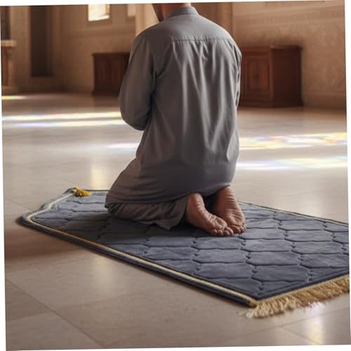 Prayer Mat Thick Soft Flannel Muslim Prayer Rug with Tassel Padded Praying Mat for Daily Salah, 26x45in, Purple, Rug - color: Purple