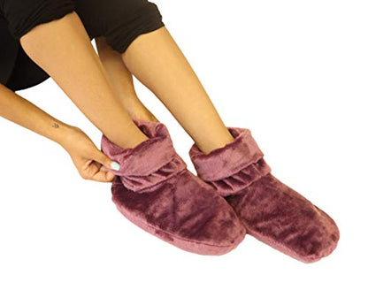 Mars Wellness Heated Microwavable Booties - Microwavable Socks Heated Booties for Women and Men - Herbal Hot/Cold Deep Slippers Women (Mauve) - color: Mauve, size: Pack of 1