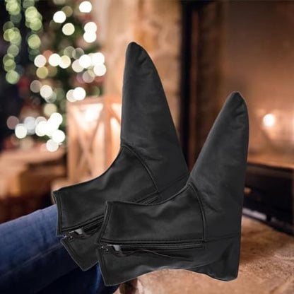 1Pair Muslim Leather Socks, Unisex Socks Zips Stockings, Islamic Thermal Prayer Winter Socks with Fleece Lined Sizes 35 to 45 (40-black) - size: 40