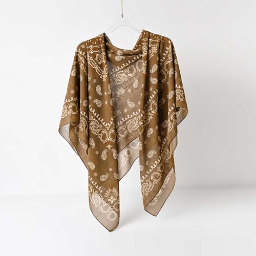 K-Elewon Large Square Scarf 51" Headscarf Chiffon Fashion Scarves Turbans Hair Wrapping Scarfs - color: C-khaki
