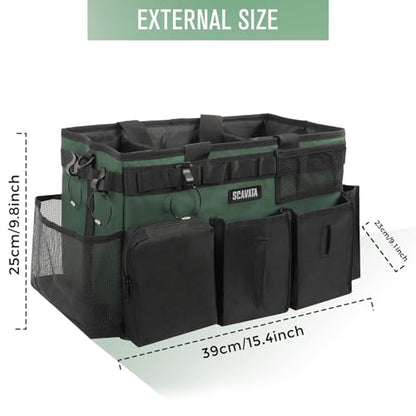 SCAVATA Wearable Cleaning Caddy Bag, Cleaning Caddy Supplies Organizer with Handle & Shoulder Straps for Housekeepers, Under Sink & Car Cleaning Tool Organizers with 4 Foldable Divider (TreeGreen) - color: TreeGreen