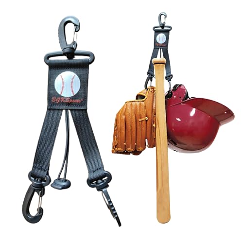 Baseball Softball Gear Hanger - 3 in 1 Dugout Organizer and Bat Holder with 2 Clips - Versatile Hiking and Camping Accessories