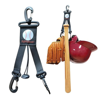 Baseball Softball Gear Hanger - 3 in 1 Dugout Organizer and Bat Holder with 2 Clips - Versatile Hiking and Camping Accessories