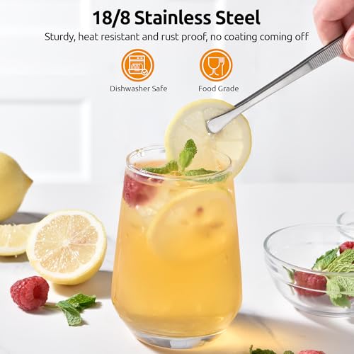 U-Taste 2 Tablespoon Metal Measuring Spoon Set of 2 with Short Handled Measure Scooper (Silver, 2Tbsp/30ml) and 8in Kitchen Plating Tweezer:18/8 Stainless Steel Food-Grade Metal Food Tong (Round Tip)