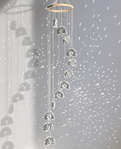 AceList Rainbow Hanging Disco Ball Decor–Mirror Ball Sun Catchers, 35.4 Inch Handmade Light Reflecting Hanging Decor for Window or Bedroom - color: Rainbow