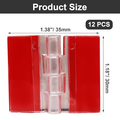 Hordion 12PCS Clear Acrylic Hinges Adhesive, Small Plastic Hinges 35x30mm | Foldable Hinge Tools for Cabinet Aquarium Lid Glass Furniture DIY Display Stand - size: 35x30mm