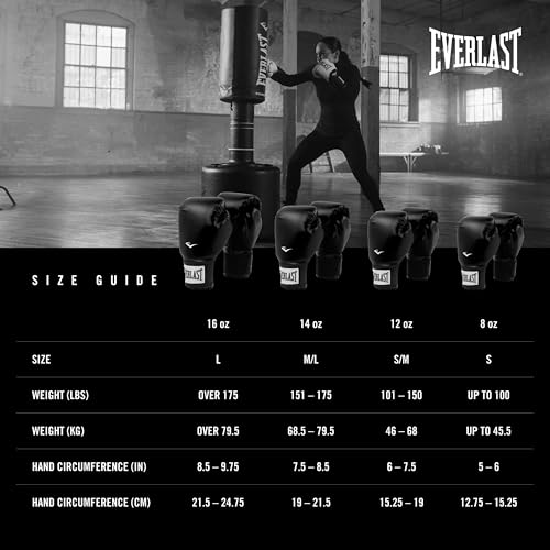 Everlast Prostyle 2 Boxing Gloves, Entry Level Training Gloves for Men and Women, Secure Fit Hook and Loop Closure & Ventilation, Heavy Bag & Speedbag Training - color: Black, size: 14 oz