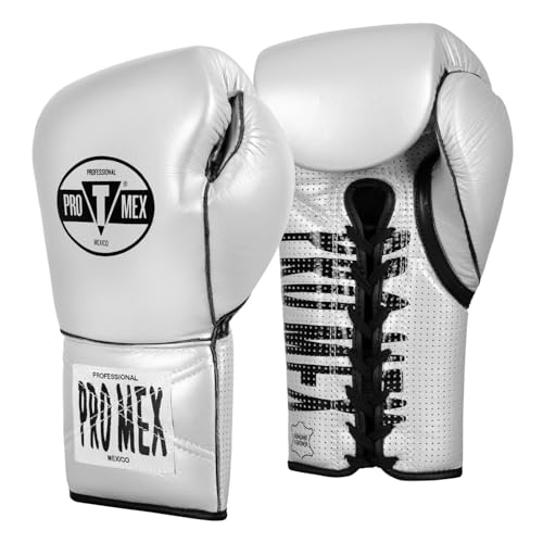 Title Boxing Pro Mex Professional Edge Lace Training/Sparring Boxing Gloves - color: Silver, size: 12 oz