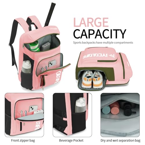 gym duffel bag backpack wrestling bag with shoe compartment 4 kinds of back method waterproof sports walking laptop - color: D-pink