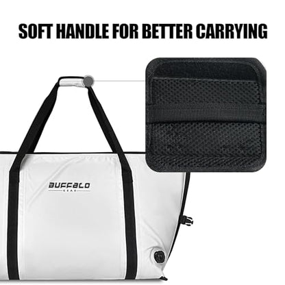 Buffalo Gear Insulated Fish Cooler - 27.5QT 58QT Waterproof Flat Bottom Bag, Leakproof and Fishing Kill Bag - color: White-58QT