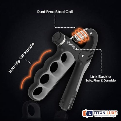 Grip Strength Trainer – Adjustable Resistance Hand Grip Strengthener (11-220 Lbs/5-100KG) with Auto Electronic Counter | Forearm & Finger Exerciser for Athletes, Musicians, Injury Recovery - color: Grey