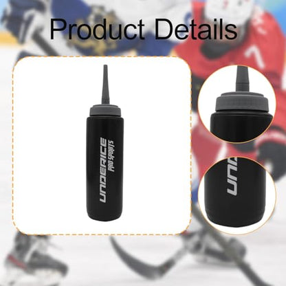 Sports Squeeze Water Bottle Water Cup Leakproof Long Nozzle Drink Bottle for Exercise Boxing Fitness Football Ice Hockey, Black