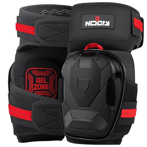 NoCry Professional Work Knee Pads for Men Construction with Ankle Support and Heavy Duty Anti-Slip Cap — Foam Cushion and Extra Thick Gel Padding — Reinforced Thigh & Shin Straps - style: Improved