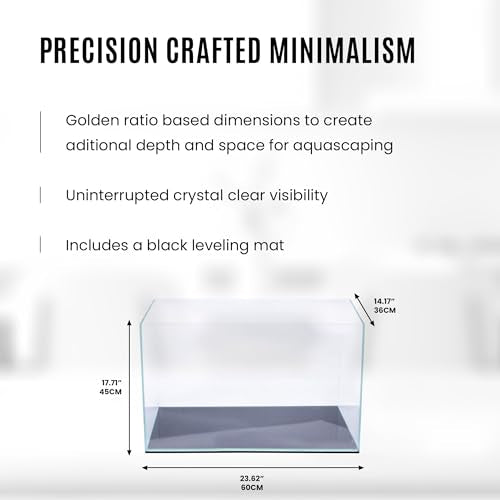 UNS Ultra Clear Rimless Tank - 25.6GAL | 97.2L - 23.62x14.17x17.71 | 60x36x45 CM, 6mm Glass Thickness, Leveling Mat Included - Low Iron, High Clarity Fish Tank w/ 45° Mitered Edge - [60T] - size: [60T] - 25.6 Gal - 23.62 x 14.17 x 17.71 in