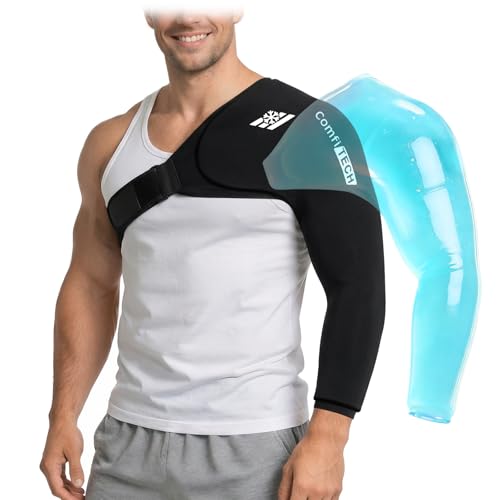 ComfiTECH Reusable Shoulder Arm Ice Pack Wrap for Pitcher & Recovery, XL | Flexible Gel Ice Pack for Shoulder & Elbow & Arm Cooling, Adjustable Arm Cold Sleeve for Throwing Athletes & Muscle Comfort - size: Extra Large, style: Black