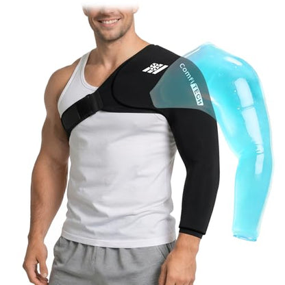 ComfiTECH Reusable Shoulder Arm Ice Pack Wrap for Pitcher & Recovery, XL | Flexible Gel Ice Pack for Shoulder & Elbow & Arm Cooling, Adjustable Arm Cold Sleeve for Throwing Athletes & Muscle Comfort - size: Extra Large, style: Black