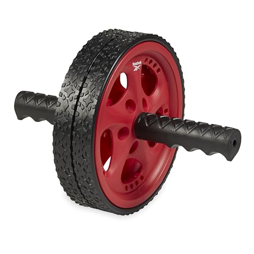 Reebok Ab Roller Wheel, Dual Non-Skid Wheels (Red) | Dual Non-Skid Wheels | Core Strength, Ab Training & Stability | Ergonomic Foam Handles | Home & Gym Use