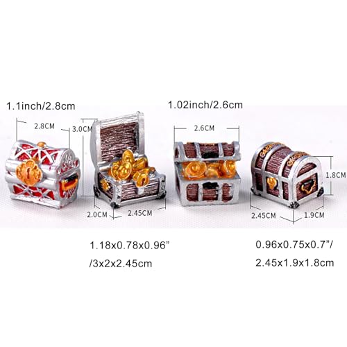 8Pcs Mini Aquarium Treasure Chest Miniature Gold Jewelry Box Model | for DIY Diorama Craft Fish Tank Terrarium Decorations