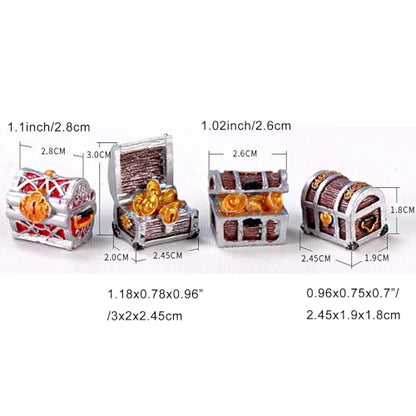 8Pcs Mini Aquarium Treasure Chest Miniature Gold Jewelry Box Model | for DIY Diorama Craft Fish Tank Terrarium Decorations
