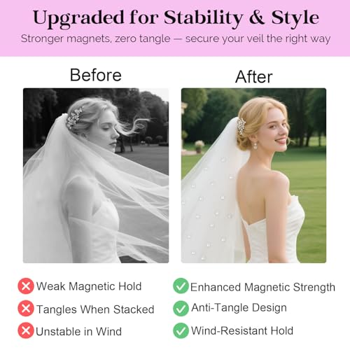 12-20 Pairs Pearl Veil Weights, Strong Magnetic Bridal Veil Weights, Double Sided Invisible Wedding Veil Weights, Gift Box - color: Silver