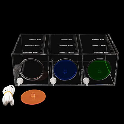 Aquarium Choice dosing Container dosing Liquid Container Storage Bucket Dosing Pump Reservoir Container with Three Separate Storage Rooms - size: 12.5*4.25*6.5 Inch;4500ml(Red Blue Green)