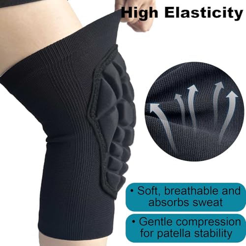 Men Women Knee Pads for Skating Soccer Dancing Climbing, Soft Elastic Work Knee Protector for Fitness Yoga Bike, Breathable Anti-slip Knee Compression Sleeve for Hiking Running Cycling Adult, Black L - size: Large