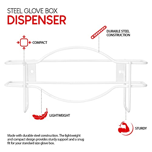 Stock Your Home (White) Metal Single Gloves Dispenser, Tissue Box Shelf, Glove Box Holder Wall Mount, for Kitchen, Cleaning Closet, Lab, Exam, Office - size: 1 Count, style: Single Stack